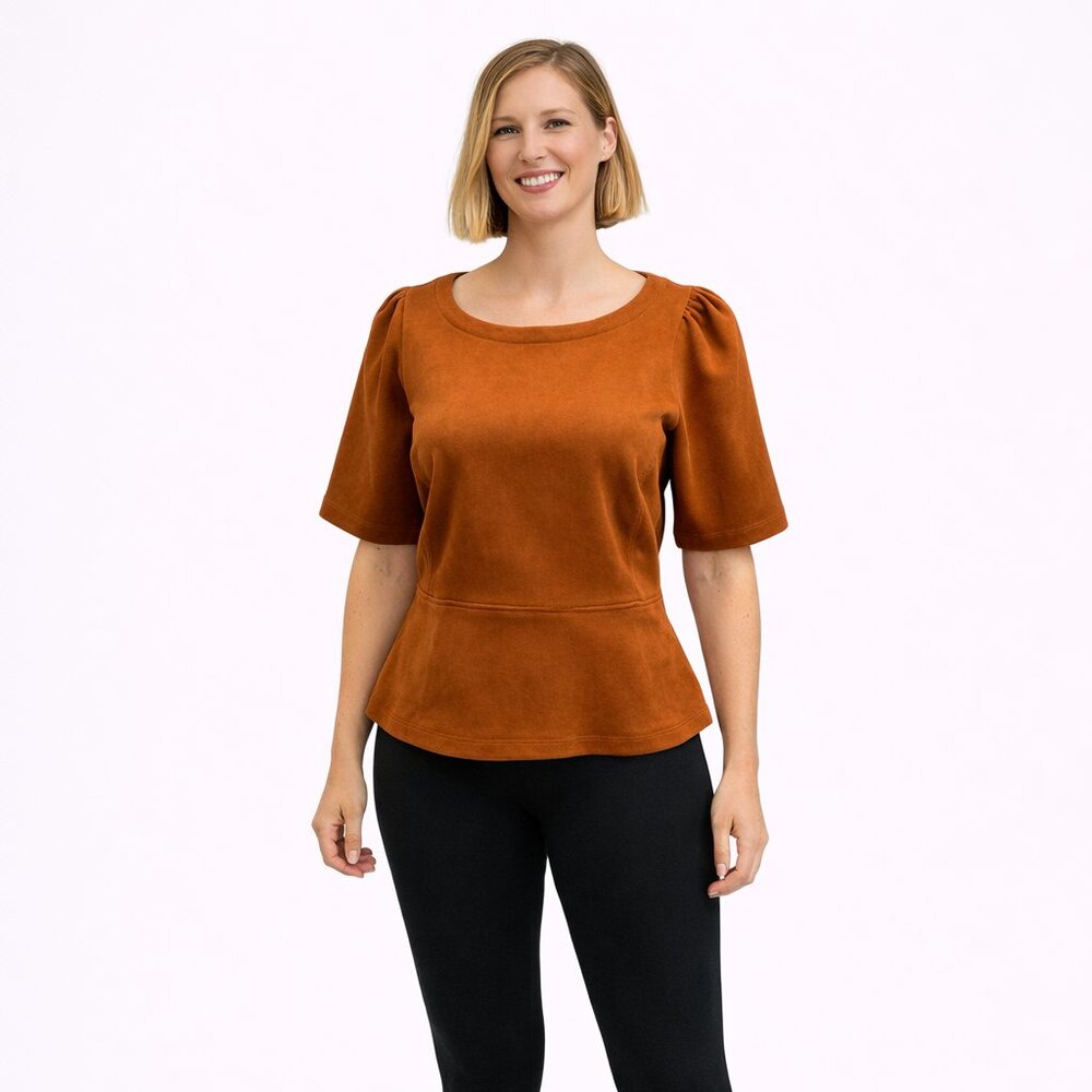 Ann Taylor Factory Burnt Orange Suede Feel Top Small